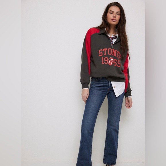 NWT Free People x Chaser Rolling Stones Quarter Zip Sweatshirt - Picture 5 of 7